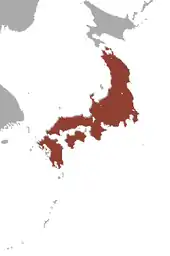 Carte du Japon presque entièrement colorée