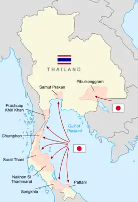 Description de l'image Japanese Invasion of Thailand 8 Dec 1941.png.