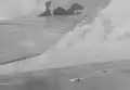 Le porte-avions léger Chitose, le cuirassé Ise et le Shimotsuki pendant la bataille du cap Enganao le 25 octobre 1944