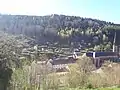 Jardins en terrasses et église Saint-Amé depuis le coteau nord.