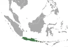  Carte de l'Asie du sud est avec une tache verte centrée sur Java