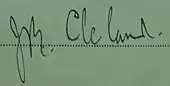 signature de John Burton Cleland