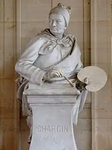 Buste de Jean Siméon Chardin par Paul Fournier. Élément d'un Monument à Chardin qui ne fut finalement pas réalisé, faute de moyens.