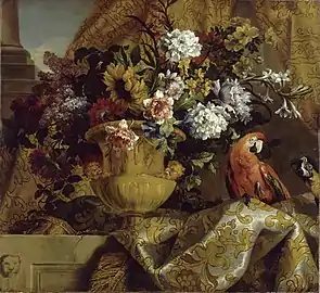 Vase d'or avec des fleurs et des perroquets, Musée du Louvre, Paris