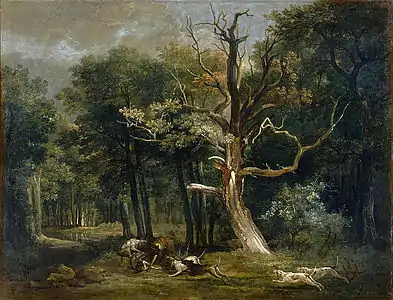 Chasse au loup en forêt par Jean-Baptiste Oudry, 1748.