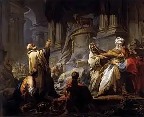 Jéroboam sacrifiant aux idoles, peint par Jean-Honoré Fragonard (1752)