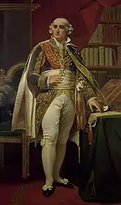 Portrait peint d'un homme se tenant debout et vêtu d'un costume d'apparat.
