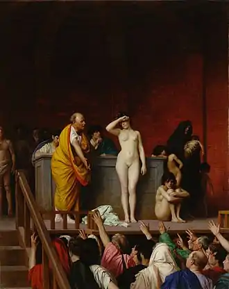Jean-Léon Gérôme, Marché des esclaves pendant la Rome antique, 1884 Musée de l'Ermitage.