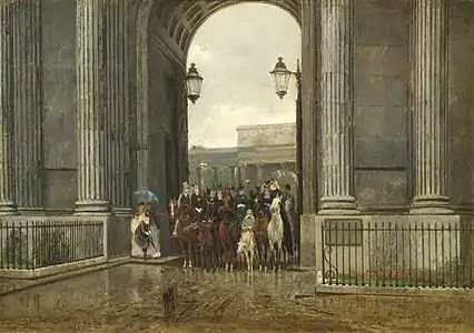 Cavaliers s'abritant sous l'arc de Wellington, Londres (1872), Wimpole (Cambridgeshire), Wimpole Estate (en).