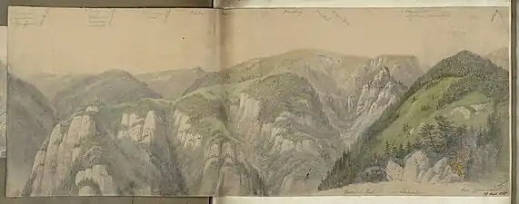 Vue du massif du Kastelberg au milieu du XIXe siècle. Strasbourg, Cabinet des Estampes et des Dessins