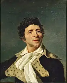 Photographie en couleur d'une peinture représentant un homme de semi-profil.