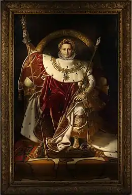 Napoléon Ier sur le trône impérial ou Sa majesté l’Empereur des Français sur son trône (1806), huile sur toile, Paris, musée de l'Armée,,.