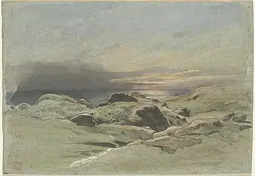 Soleil couchant vu depuis un littoral rocheux (1842), Washington, National Gallery of Art.