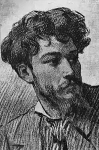 Portrait de Jean Aicard au fusain par Félix Régamey.
