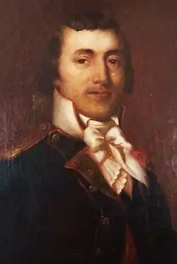 Portrait d'un général français en habit militaire de la fin du XVIIIe siècle.