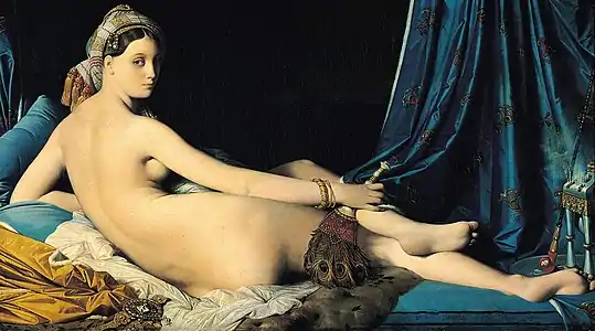 La Grande Odalisque (1814), huile sur toile, 91 × 162 cm, Paris, musée du Louvre.