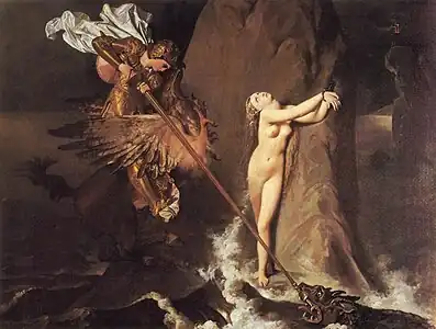 Roger délivrant Angélique (1819), huile sur toile, 147 × 190 cm, Paris, musée du Louvre.