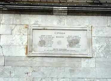 Plaque au nom de Giovanni Caboto et de ses fils, apposée via Garibaldi à Venise par le Canada.