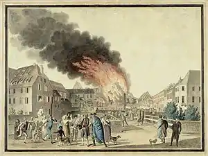 Jean Hans, Incendie du théâtre municipal de Strasbourg le 31 mai 1800.