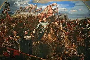 Jean III Sobieski repoussant les Turcs au siège de Vienne. Tableau monumental de Jan Matejko exposé dans une salle du musée du Vatican consacrée à cet événement.