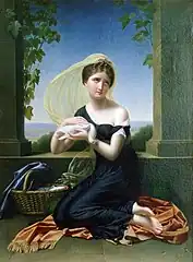 Jeanne-Élisabeth Chaudet, Jeune fille pleurant son pigeon mort, 1808, musée des beaux-arts, Arras.