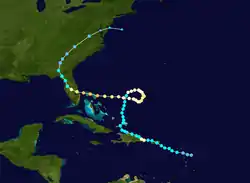 Parcours de l'ouragan Jeanne.