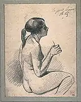 Femme, nue, assise, de profil, musée du Louvre, Paris.