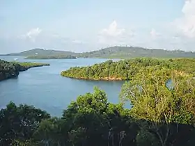 Paysage vu du pont Tuanku Tambusai qui relie l'île de Rempang et l'île de Galang.