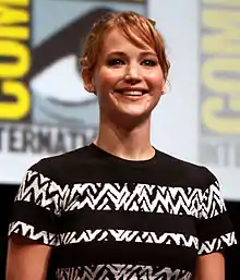 L'actrice au Comic-Con de San Diego 2013, pour la promotion de Hunger Games : L'Embrasement.
