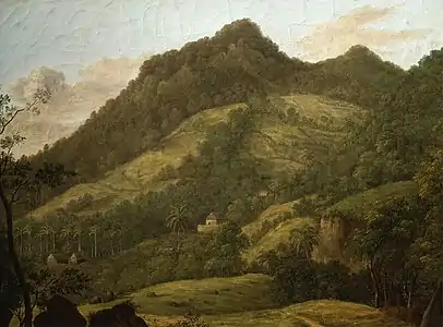 Jenny Prinssay, Vue de la Guadeloupe (1813), huile sur panneau.
