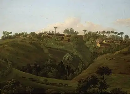 Jenny Prinssay, Vue de la Martinique (début XIXe siècle), huile sur panneau.