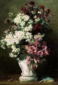 Nature morte de Chrysanthèmes dans une urne, localisation inconnue.
