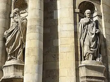 Jérôme et Grégoire (1865), façade de l'église Notre-Dame de Bordeaux.