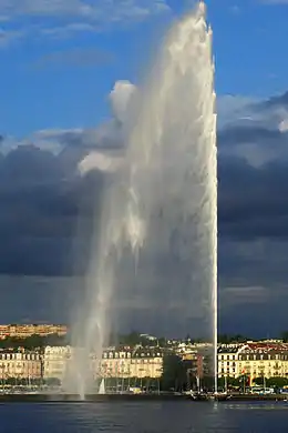 Le Jet d'eau à Genève (Suisse).