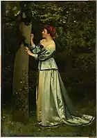 Jeune femme écrivant sur un arbre, Musée des Beaux-arts de Reims.