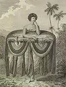 Jeune femme de O-Tahiti apportant un présent