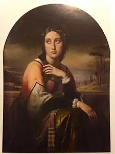 Jeune femme pensive devant une vue de Florence (1839), Besançon, musée des Beaux-Arts et d’Archéologie.