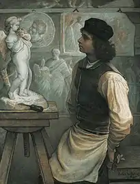 Joseph Alfred Bellet du Poisat, Le Jeune sculpteur dans son atelier (1865).