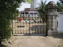The entrance to the Penang Jewish Cemetery facing Jalan Zainal Abidin (formerly Jahudi Road)