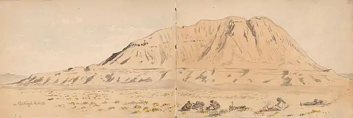 Le mont Jildiyyah, peint par Julius Euting (1883)