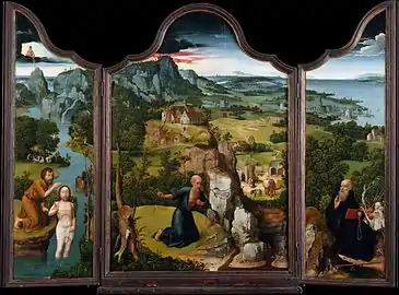 9 :  Triptyque avec saint Jérôme, le baptême du Christ et les tentations de Saint Antoine, Metropolitan Museum of Art, New York.