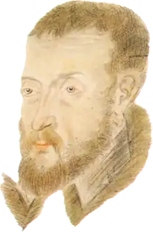 visage de Joachim du Bellay de trois quarts avec barbe, au crayon