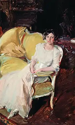Clotilde assise sur un canapé, huile sur toile, 1910.