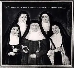 Sainte Joaquina Vedruna et ses 4 filles religieuses. Peinture d'une de ses petites-filles.