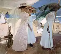 Joaquín Sorolla y Bastida,Sous le parasol à Zarauz (1910)