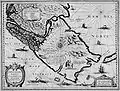 Carte de 1628 avec le détroit de Le Maire à droite (Fretum Le Maire / Strait Le Maire)