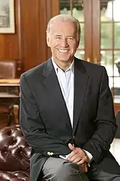 Joe Biden, candidat à la vice-présidence, sénateur du Delaware.