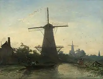 Moulins à vent près de Rotterdam, 1857Rijksmuseum Amsterdam.