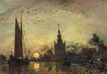 Coucher de soleil à Overschie, (1867).