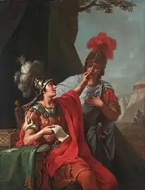 Alexandre mettant sa bague sur les lèvres d'Héphaistion, Johann Heinrich Tischbein, 1781